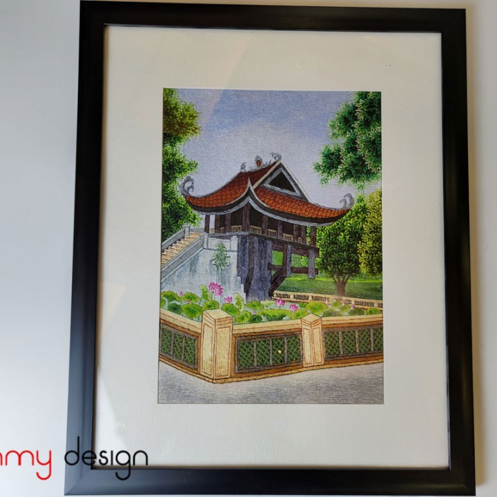 Hand-embroidered painting - One Pillar pagoda